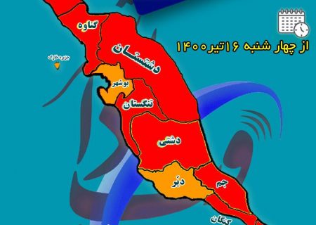 ۸ شهرستان بوشهر در وضعیت قرمز